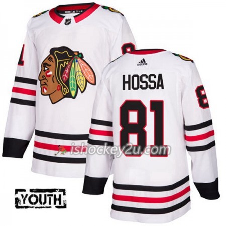 Børn NHL Chicago Blackhawks Trøje Marian Hossa 81 Adidas 2017-2018 Hvid Authentic